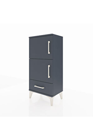 Arges Komodin 4 Raflı Tek Çekmeceli 2 Kapaklı 44x30x96 Antrasit-Antrasit