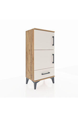 Arges Komodin 4 Raflı Tek Çekmeceli 2 Kapaklı 44x30x96 Çam-Aytaşı