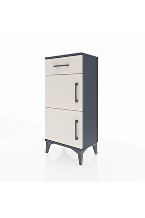 Arges Komodin Tek Raflı Tek Çekmeceli 2 Kapaklı 44x30x96 Antrasit-Aytaşı