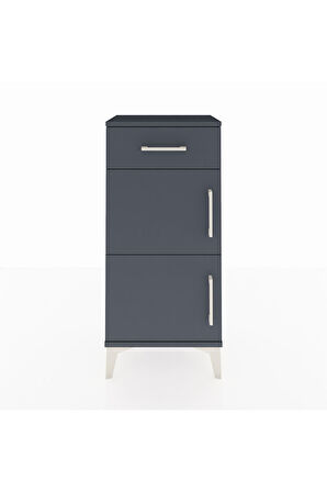 Arges Komodin Tek Raflı Tek Çekmeceli 2 Kapaklı 44x30x96 Antrasit-Antrasit