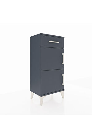 Arges Komodin Tek Raflı Tek Çekmeceli 2 Kapaklı 44x30x96 Antrasit-Antrasit