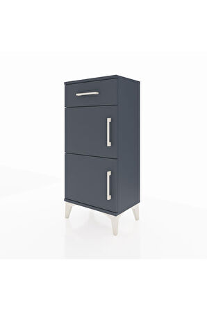 Arges Komodin Tek Raflı Tek Çekmeceli 2 Kapaklı 44x30x96 Antrasit-Antrasit