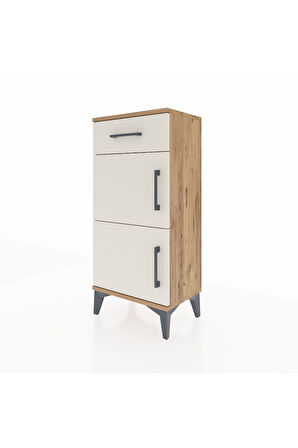 Arges Komodin Tek Raflı Tek Çekmeceli 2 Kapaklı 44x30x96 Çam-Aytaşı