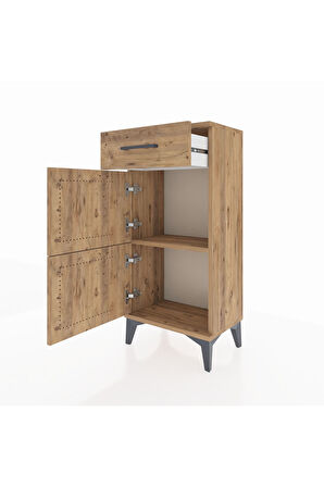 Arges Komodin Tek Raflı Tek Çekmeceli 2 Kapaklı 44x30x96 Çam-Çam