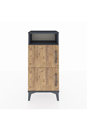 Arges Komodin Tek Raflı 2 Kapaklı 44x30x96 Antrasit-Çam