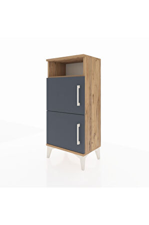 Arges Komodin Tek Raflı 2 Kapaklı 44x30x96 Çam-Antrasit