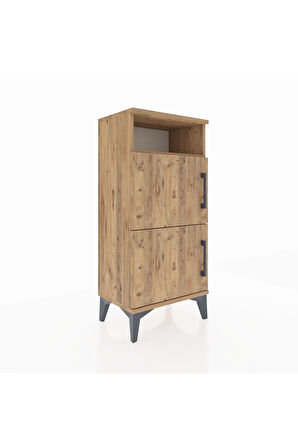 Arges Komodin Tek Raflı 2 Kapaklı 44x30x96 Çam-Çam