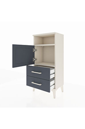 Arges Komodin 2 Raflı 2 Çekmeceli Tek Kapaklı 44x30x96 Aytaşı-Antrasit