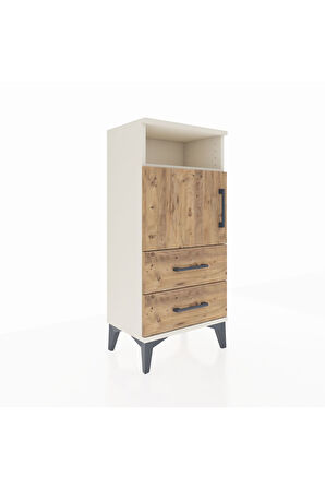 Arges Komodin 2 Raflı 2 Çekmeceli Tek Kapaklı 44x30x96 Aytaşı-Çam