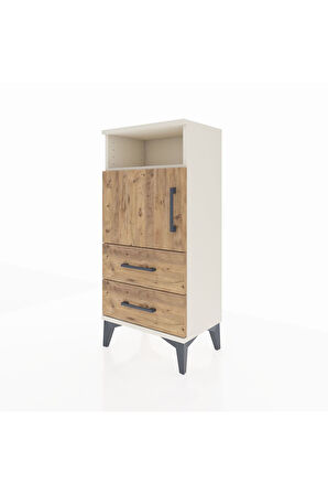 Arges Komodin 2 Raflı 2 Çekmeceli Tek Kapaklı 44x30x96 Aytaşı-Çam