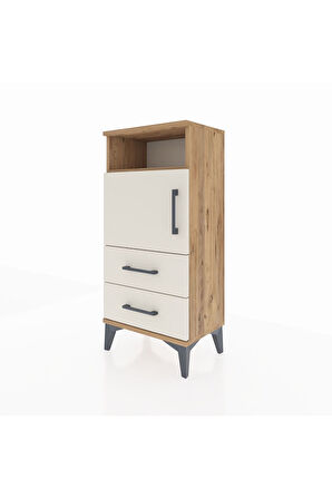 Arges Komodin 2 Raflı 2 Çekmeceli Tek Kapaklı 44x30x96 Çam-Aytaşı