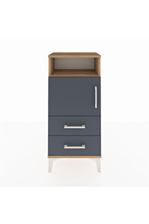 Arges Komodin 2 Raflı 2 Çekmeceli Tek Kapaklı 44x30x96 Çam-Antrasit