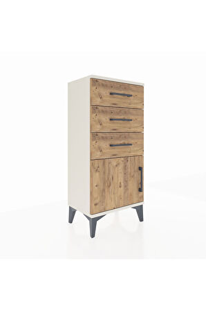 Arges Komodin 3 Çekmeceli Tek Kapaklı 44x30x96 Aytaşı-Çam