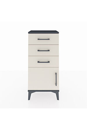 Arges Komodin 3 Çekmeceli Tek Kapaklı 44x30x96 Antrasit-Aytaşı