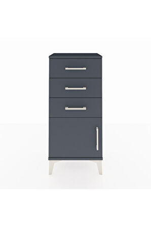Arges Komodin 3 Çekmeceli Tek Kapaklı 44x30x96 Antrasit-Antrasit