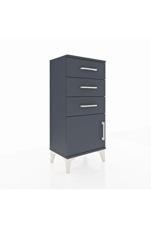 Arges Komodin 3 Çekmeceli Tek Kapaklı 44x30x96 Antrasit-Antrasit