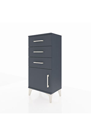 Arges Komodin 3 Çekmeceli Tek Kapaklı 44x30x96 Antrasit-Antrasit