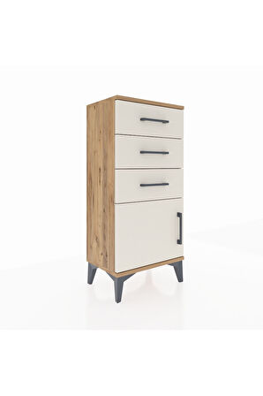 Arges Komodin 3 Çekmeceli Tek Kapaklı 44x30x96 Çam-Aytaşı