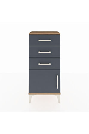Arges Komodin 3 Çekmeceli Tek Kapaklı 44x30x96 Çam-Antrasit