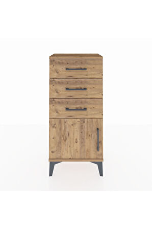 Arges Komodin 3 Çekmeceli Tek Kapaklı 44x30x96 Çam-Çam