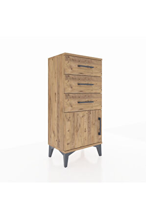 Arges Komodin 3 Çekmeceli Tek Kapaklı 44x30x96 Çam-Çam