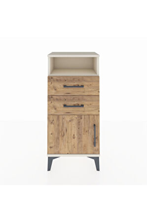 Arges Komodin Tek Raflı 2 Çekmeceli Tek Kapaklı 44x30x96 Aytaşı-Çam