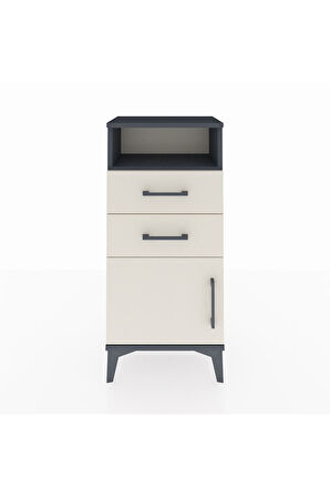 Arges Komodin Tek Raflı 2 Çekmeceli Tek Kapaklı 44x30x96 Antrasit-Aytaşı