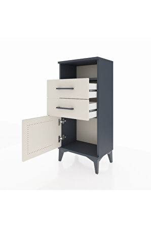 Arges Komodin Tek Raflı 2 Çekmeceli Tek Kapaklı 44x30x96 Antrasit-Aytaşı