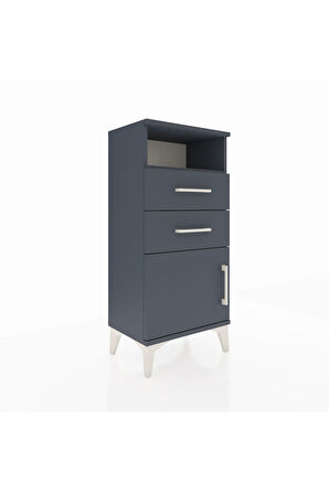 Arges Komodin Tek Raflı 2 Çekmeceli Tek Kapaklı 44x30x96 Antrasit-Antrasit