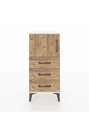 Arges Komodin Tek Raflı 3 Çekmeceli Tek Kapaklı 44x30x96 Aytaşı-Çam