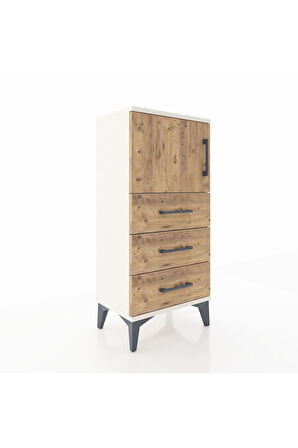 Arges Komodin Tek Raflı 3 Çekmeceli Tek Kapaklı 44x30x96 Aytaşı-Çam