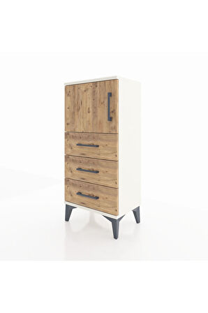 Arges Komodin Tek Raflı 3 Çekmeceli Tek Kapaklı 44x30x96 Aytaşı-Çam