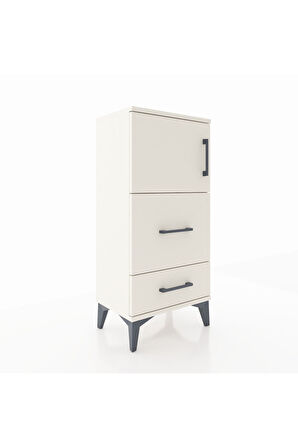 Arges Komodin Tek Raflı 2 Çekmeceli Tek Kapaklı 44x30x96 Aytaşı-Aytaşı