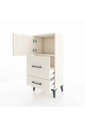Arges Komodin Tek Raflı 2 Çekmeceli Tek Kapaklı 44x30x96 Aytaşı-Aytaşı