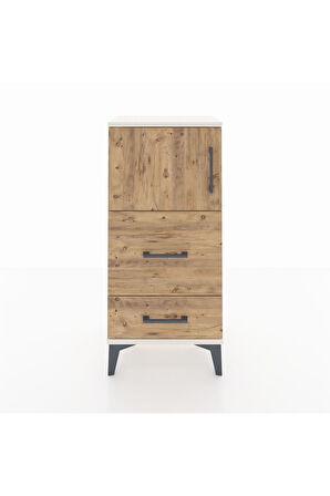 Arges Komodin Tek Raflı 2 Çekmeceli Tek Kapaklı 44x30x96 Aytaşı-Çam