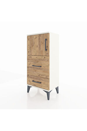 Arges Komodin Tek Raflı 2 Çekmeceli Tek Kapaklı 44x30x96 Aytaşı-Çam