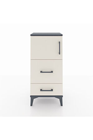 Arges Komodin Tek Raflı 2 Çekmeceli Tek Kapaklı 44x30x96 Antrasit-Aytaşı