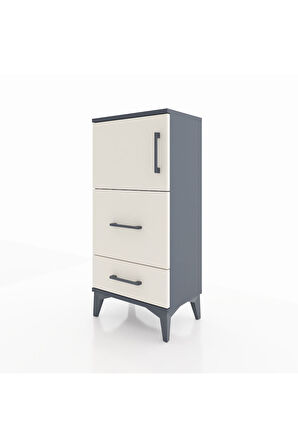 Arges Komodin Tek Raflı 2 Çekmeceli Tek Kapaklı 44x30x96 Antrasit-Aytaşı