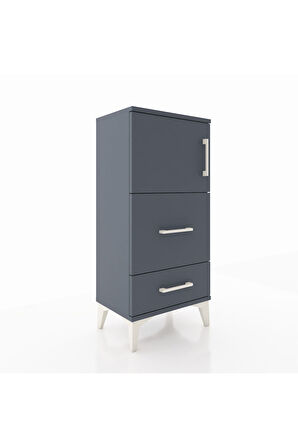 Arges Komodin Tek Raflı 2 Çekmeceli Tek Kapaklı 44x30x96 Antrasit-Antrasit