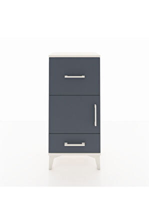 Arges Komodin Tek Raflı 2 Çekmeceli Tek Kapaklı 44x30x96 Aytaşı-Antrasit