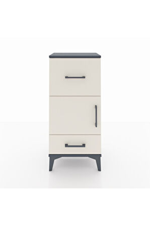 Arges Komodin Tek Raflı 2 Çekmeceli Tek Kapaklı 44x30x96 Antrasit-Aytaşı