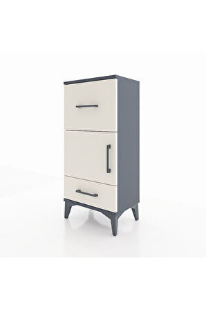 Arges Komodin Tek Raflı 2 Çekmeceli Tek Kapaklı 44x30x96 Antrasit-Aytaşı