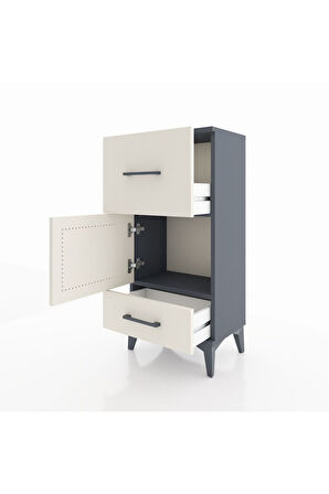 Arges Komodin Tek Raflı 2 Çekmeceli Tek Kapaklı 44x30x96 Antrasit-Aytaşı