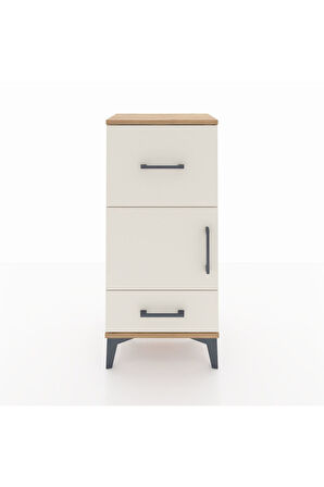 Arges Komodin Tek Raflı 2 Çekmeceli Tek Kapaklı 44x30x96 Çam-Aytaşı