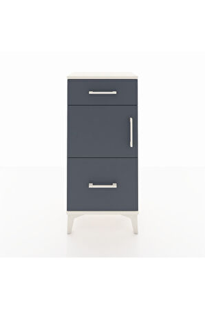 Arges Komodin Tek Raflı 2 Çekmeceli Tek Kapaklı 44x30x96 Aytaşı-Antrasit