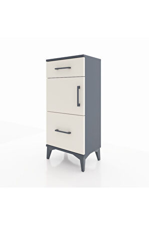 Arges Komodin Tek Raflı 2 Çekmeceli Tek Kapaklı 44x30x96 Antrasit-Aytaşı