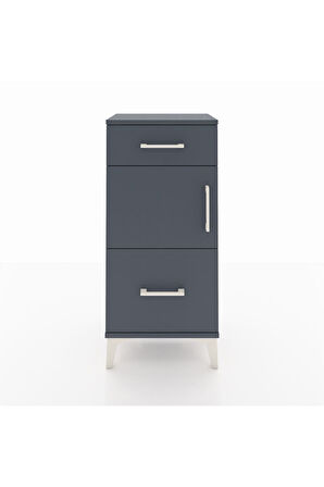 Arges Komodin Tek Raflı 2 Çekmeceli Tek Kapaklı 44x30x96 Antrasit-Antrasit