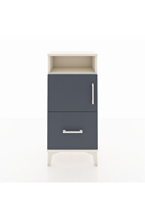 Arges Komodin 2 Raflı Tek Çekmeceli 2 Kapaklı 44x30x96 Aytaşı-Antrasit