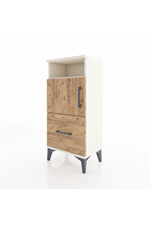 Arges Komodin 2 Raflı Tek Çekmeceli 2 Kapaklı 44x30x96 Aytaşı-Çam
