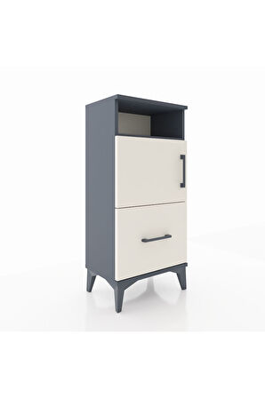 Arges Komodin 2 Raflı Tek Çekmeceli 2 Kapaklı 44x30x96 Antrasit-Aytaşı